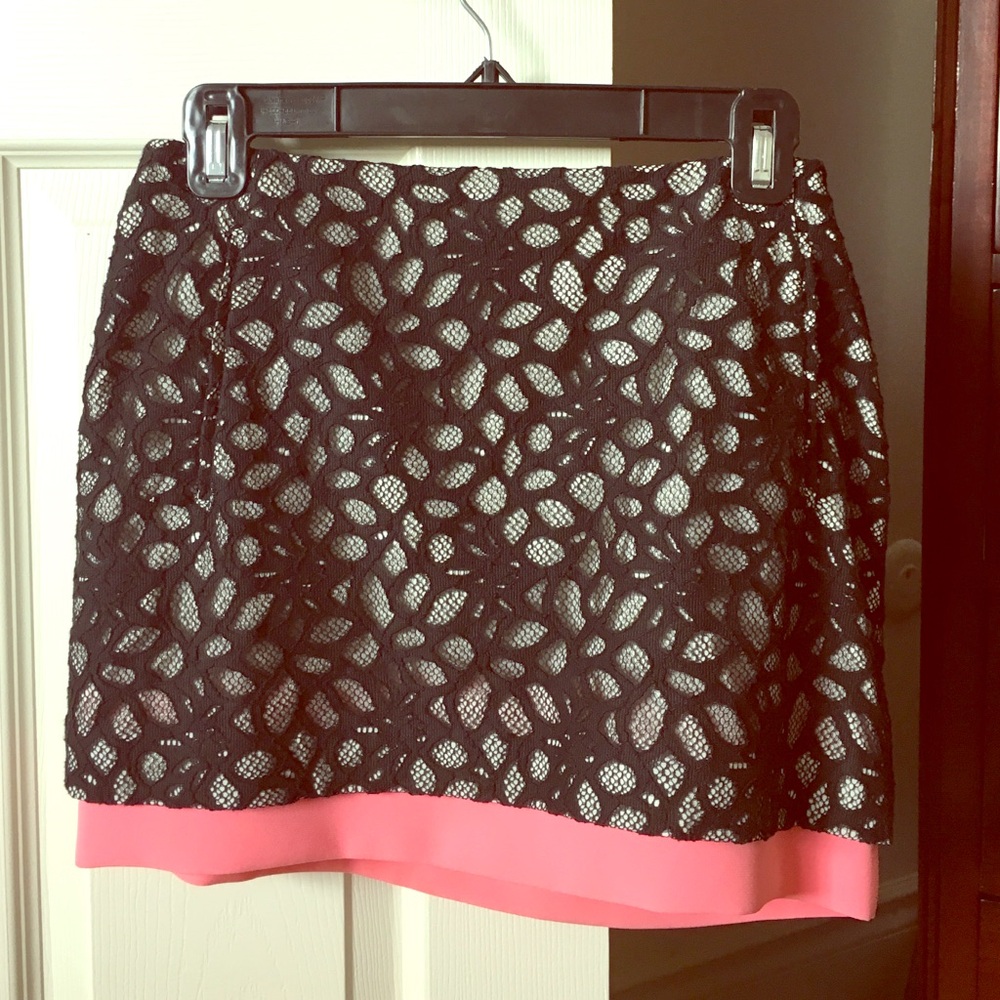 Diane Von Furstenberg Black and Pink Mini Skirt